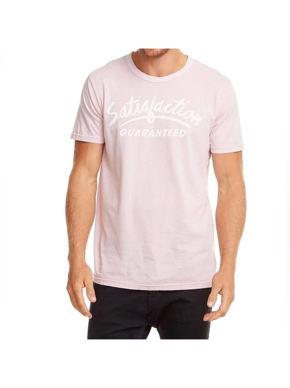 NWT Chaser Men's Satisfaction Guaranteed Graphic T-Shirt Pink Large 100% Cotton